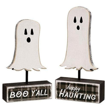 2 Set Happy Haunting Ghost Pedestals - The Fox Decor